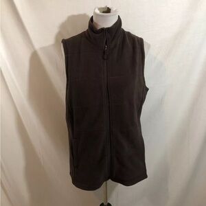 Lands End Brown Fleece Vest - Womens Medium, Bust 21”, Length 26”